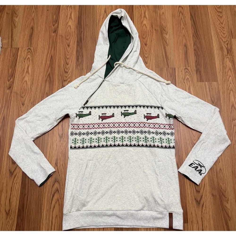Ampersand Avenue Hoodie Womens Medium DoubleHood Ash A&A Fair Aisle EAA NWT